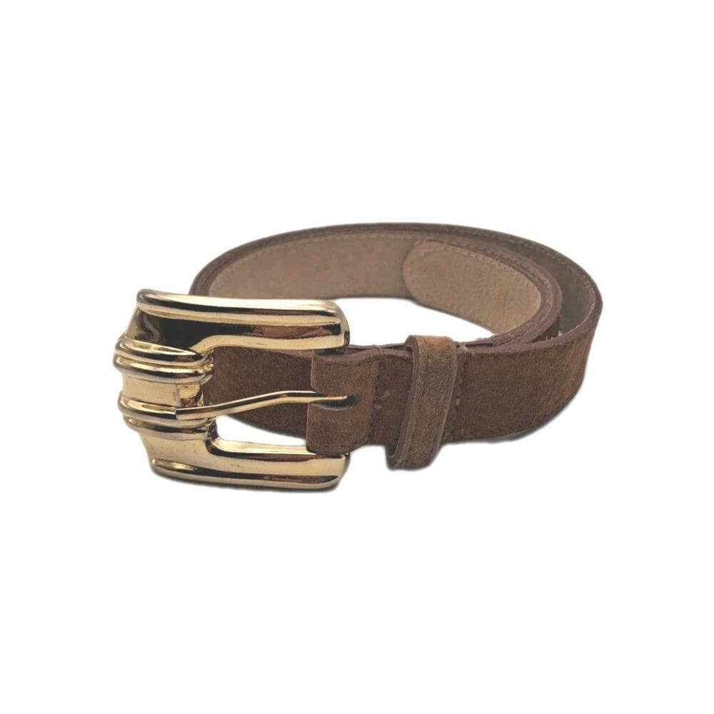 Accessories by Pearl Vintage Genuine Suede Women's Belt Brown Size M Made in USA